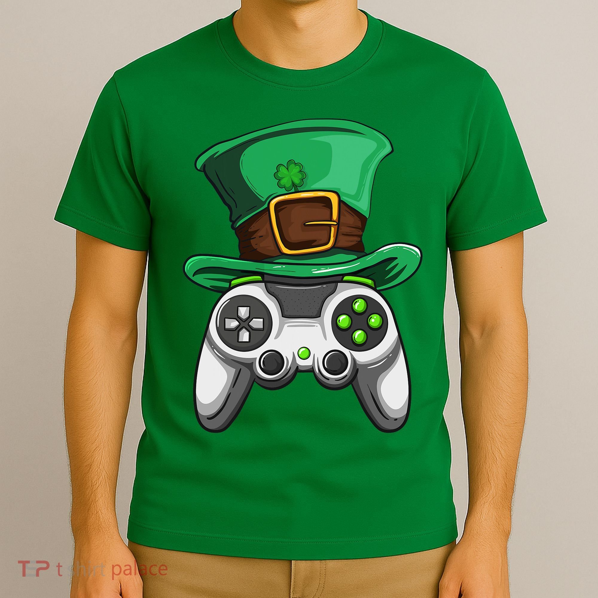 Video Gamer Controller Leprechaun Hat St. Patricks Day Boys T-Shirt