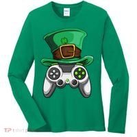 Video Gamer Controller Leprechaun Hat St. Patricks Day Boys Women's Long Sleeve Shirt thumb 0