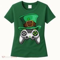 Video Gamer Controller Leprechaun Hat St. Patricks Day Boys Women's T-Shirt thumb 0