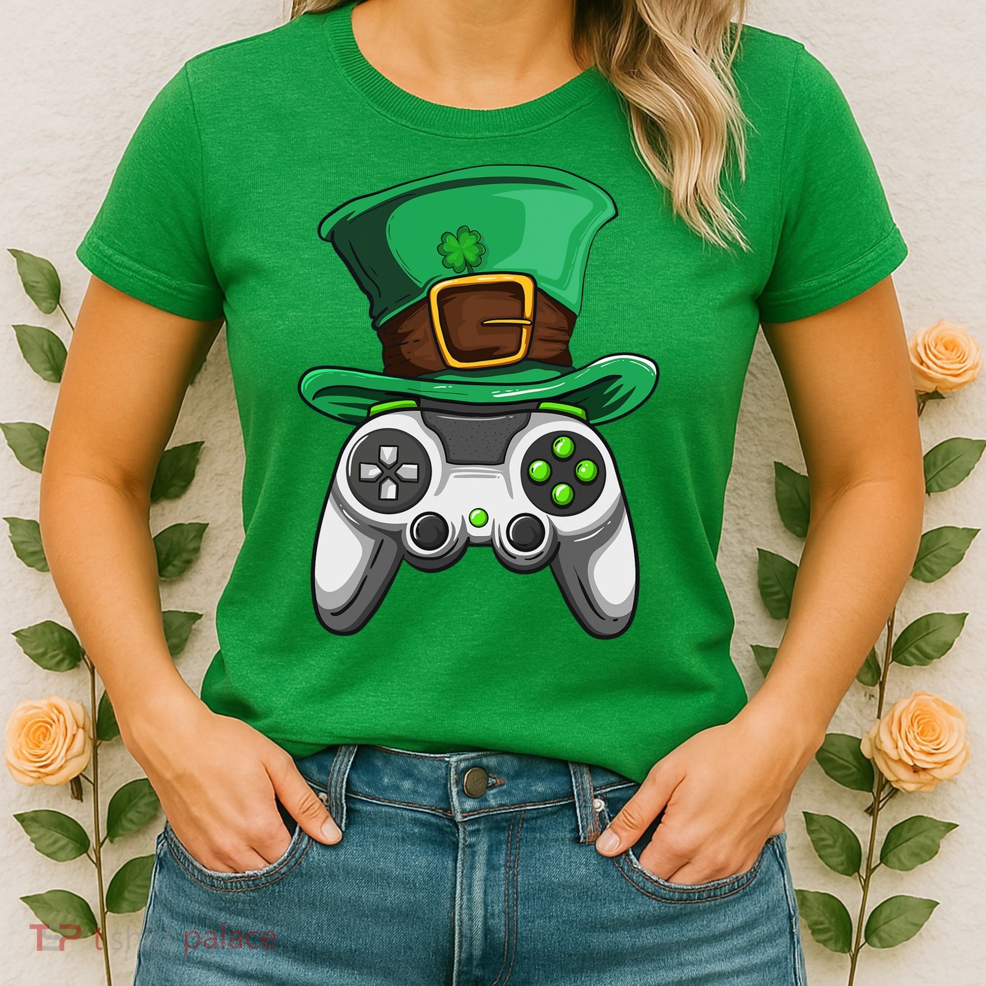 Video Gamer Controller Leprechaun Hat St. Patricks Day Boys Women's T-Shirt