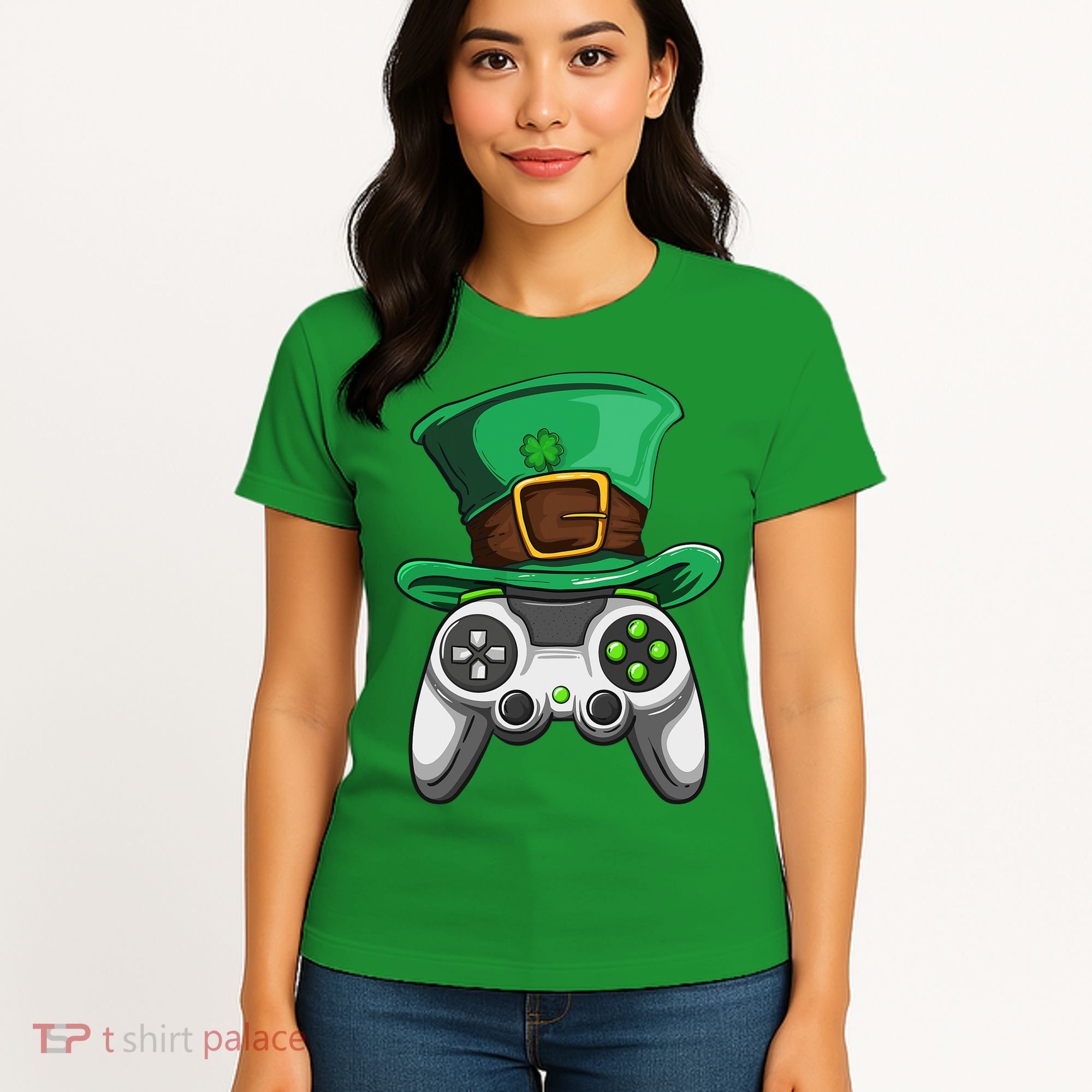 Video Gamer Controller Leprechaun Hat St. Patricks Day Boys Women's T-Shirt