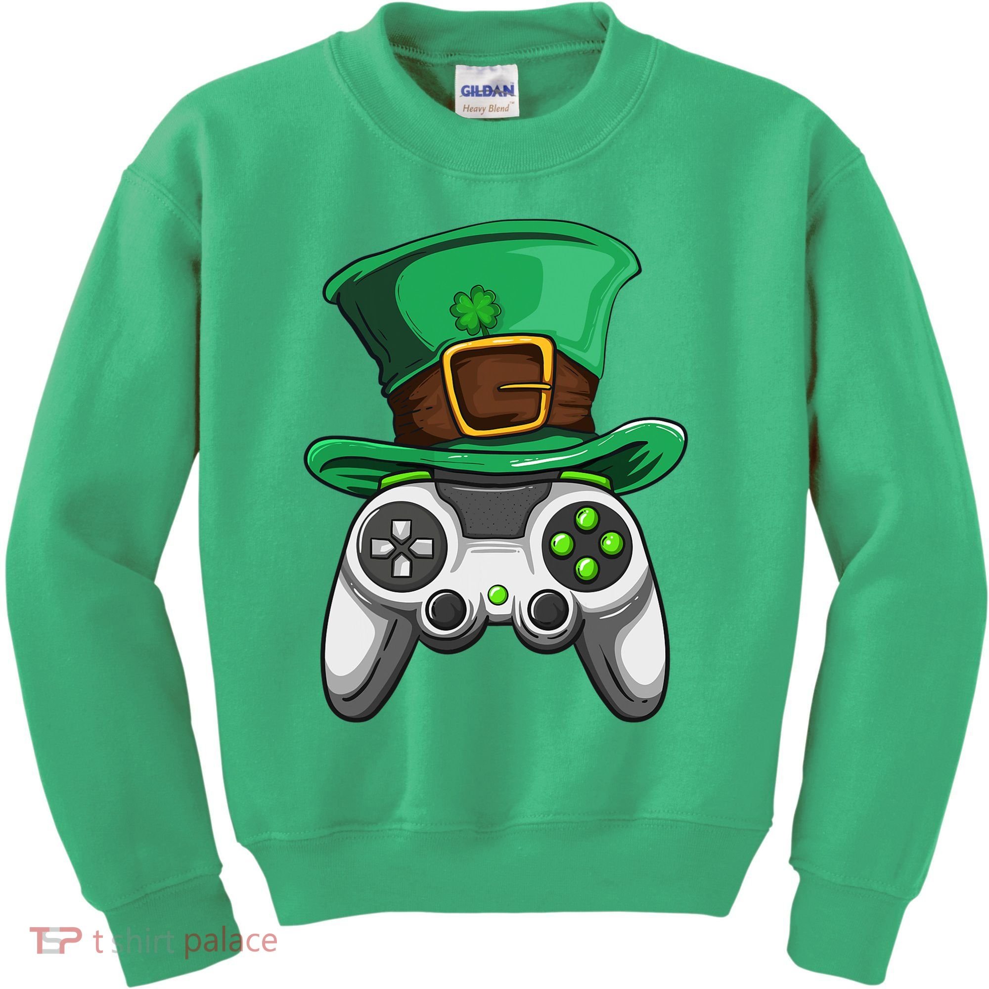 Video Gamer Controller Leprechaun Hat St. Patricks Day Boys Kids Sweatshirt