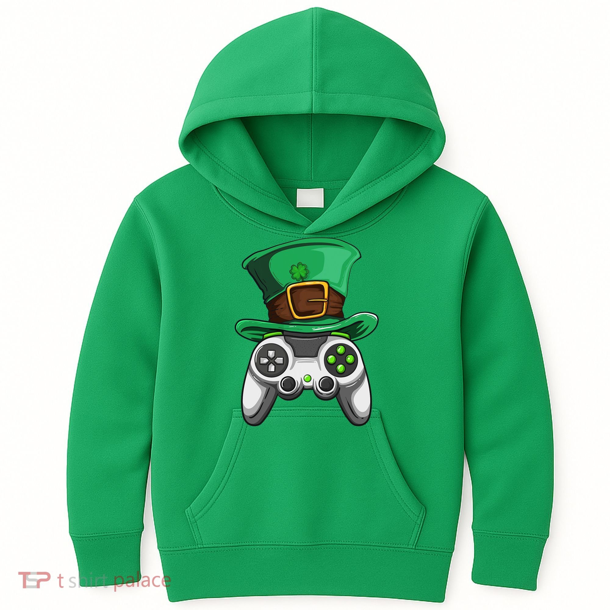 Video Gamer Controller Leprechaun Hat St. Patricks Day Boys Kids Hoodie