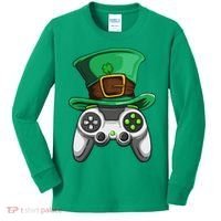 Video Gamer Controller Leprechaun Hat St. Patricks Day Boys Kids Long Sleeve Shirt thumb 0