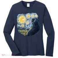 Van Gogh Cat Women's Long Sleeve Shirt thumb 0