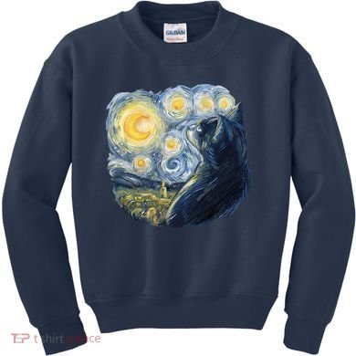 Van Gogh Cat Kids Sweatshirt