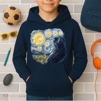 Van Gogh Cat Kids Hoodie thumb 2