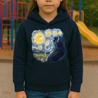 Van Gogh Cat Kids Hoodie thumb 3