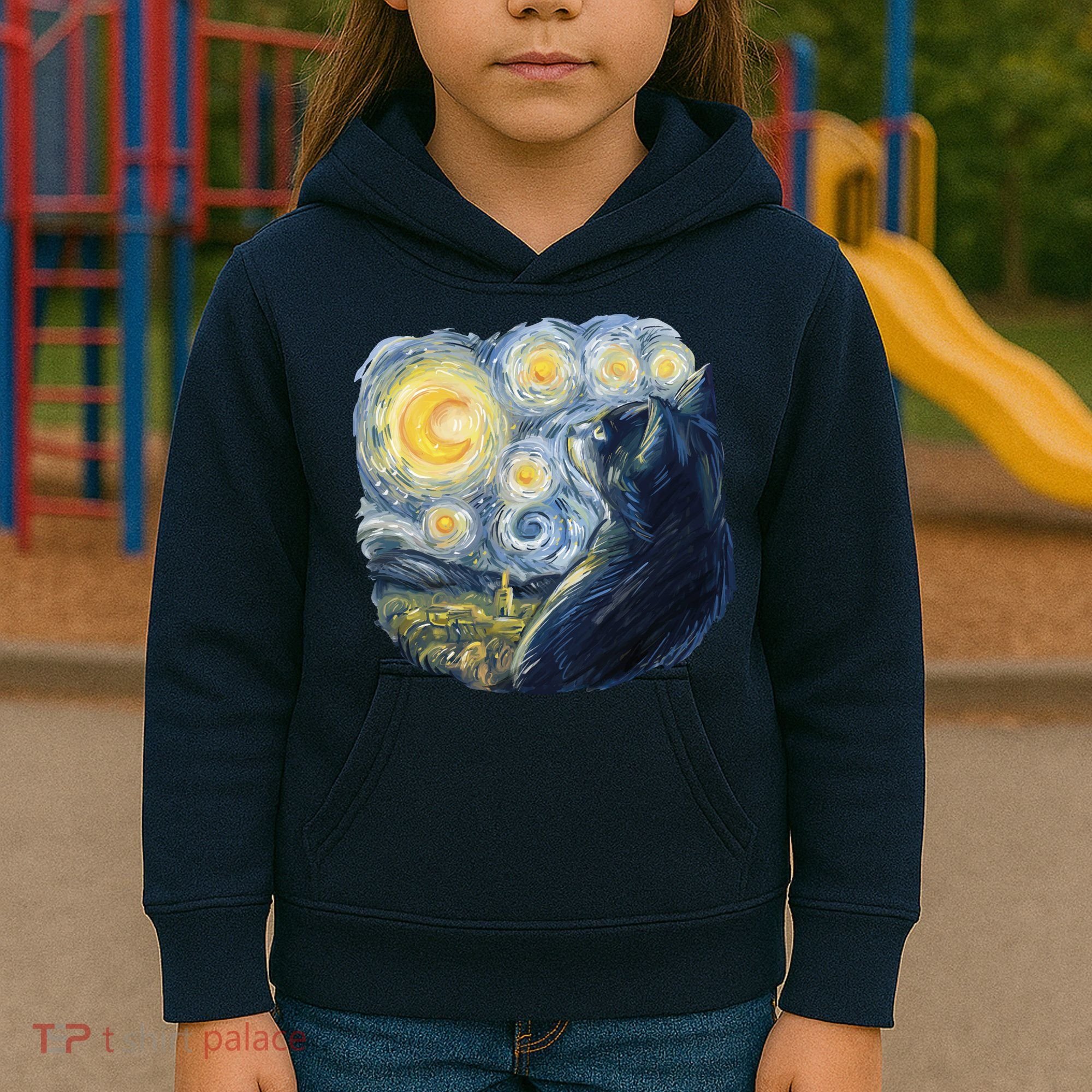 Van Gogh Cat Kids Hoodie