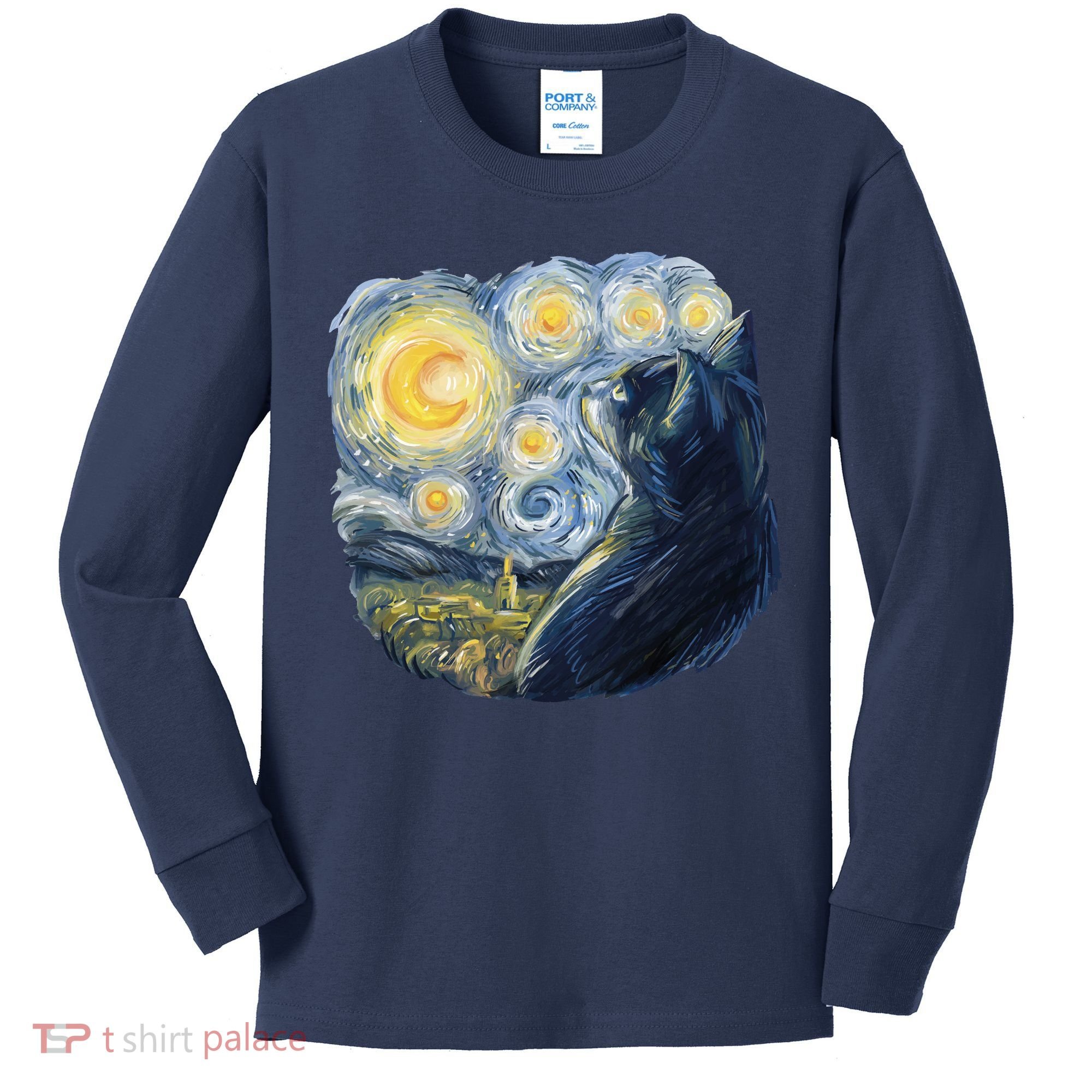 Van Gogh Cat Kids Long Sleeve Shirt