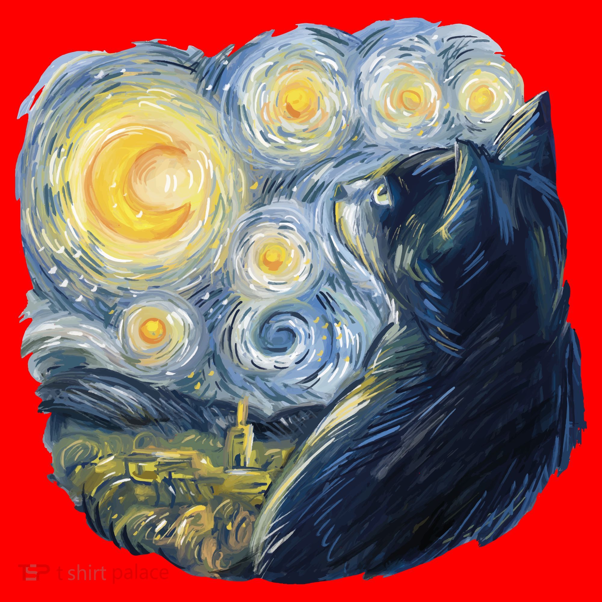 Van Gogh Cat Santa Hat