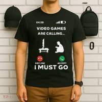 Video Games Calling Must Go Funny Gamer T-Shirt thumb 6