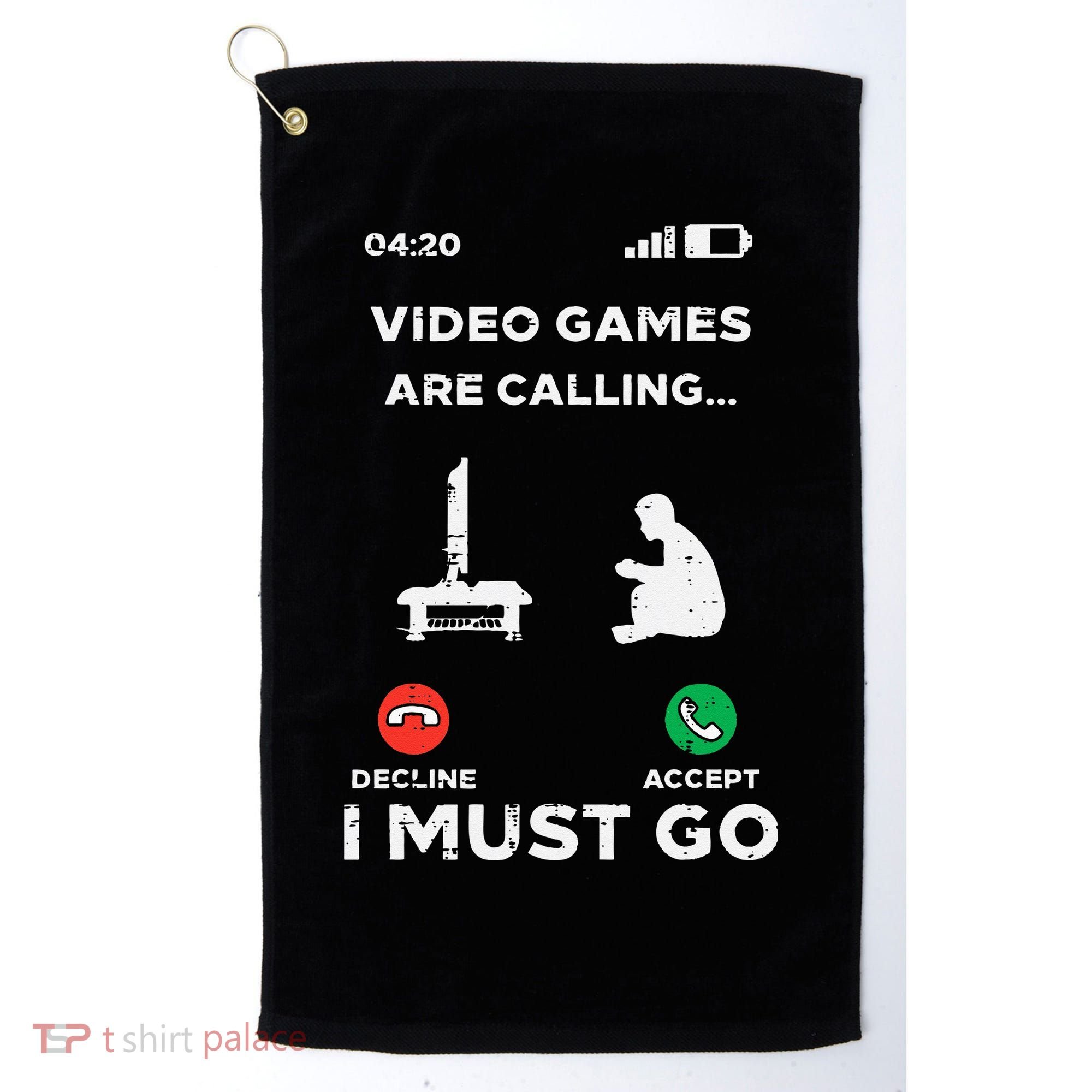 Video Games Calling Must Go Funny Gamer Golf Towel