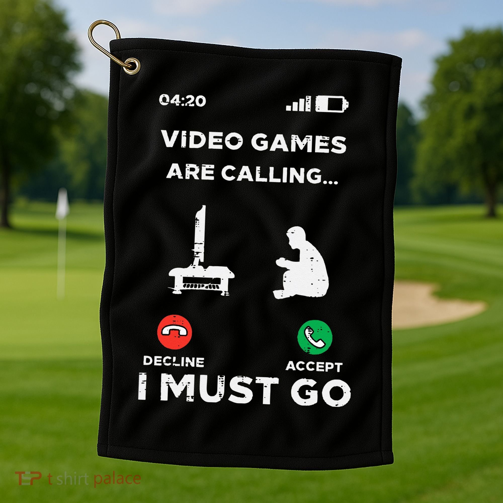 Video Games Calling Must Go Funny Gamer Golf Towel