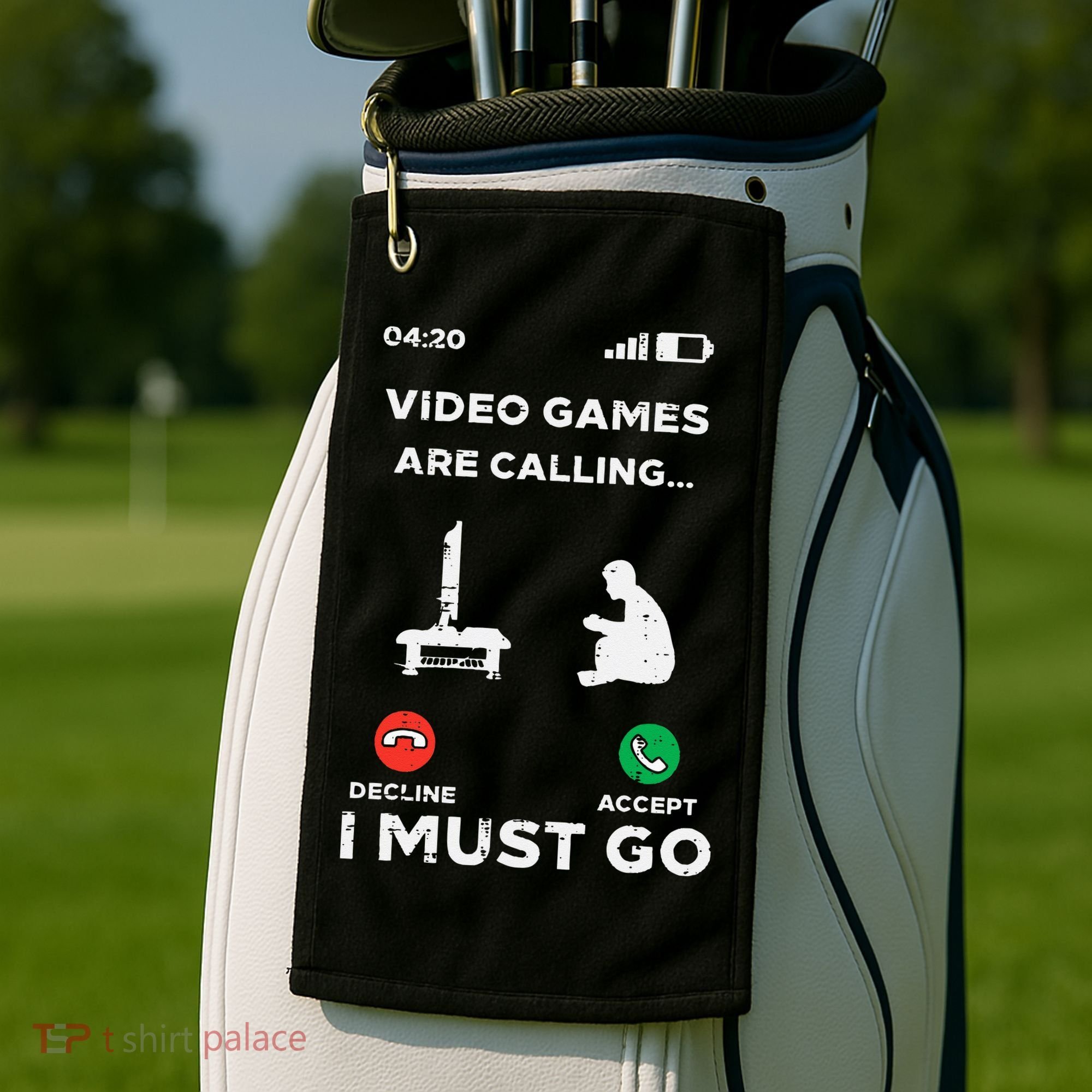 Video Games Calling Must Go Funny Gamer Golf Towel