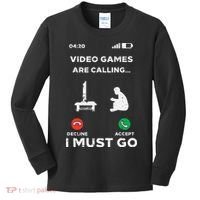 Video Games Calling Must Go Funny Gamer Kids Long Sleeve Shirt thumb 0