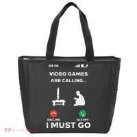 Video Games Calling Must Go Funny Gamer Tote Bag thumb 0