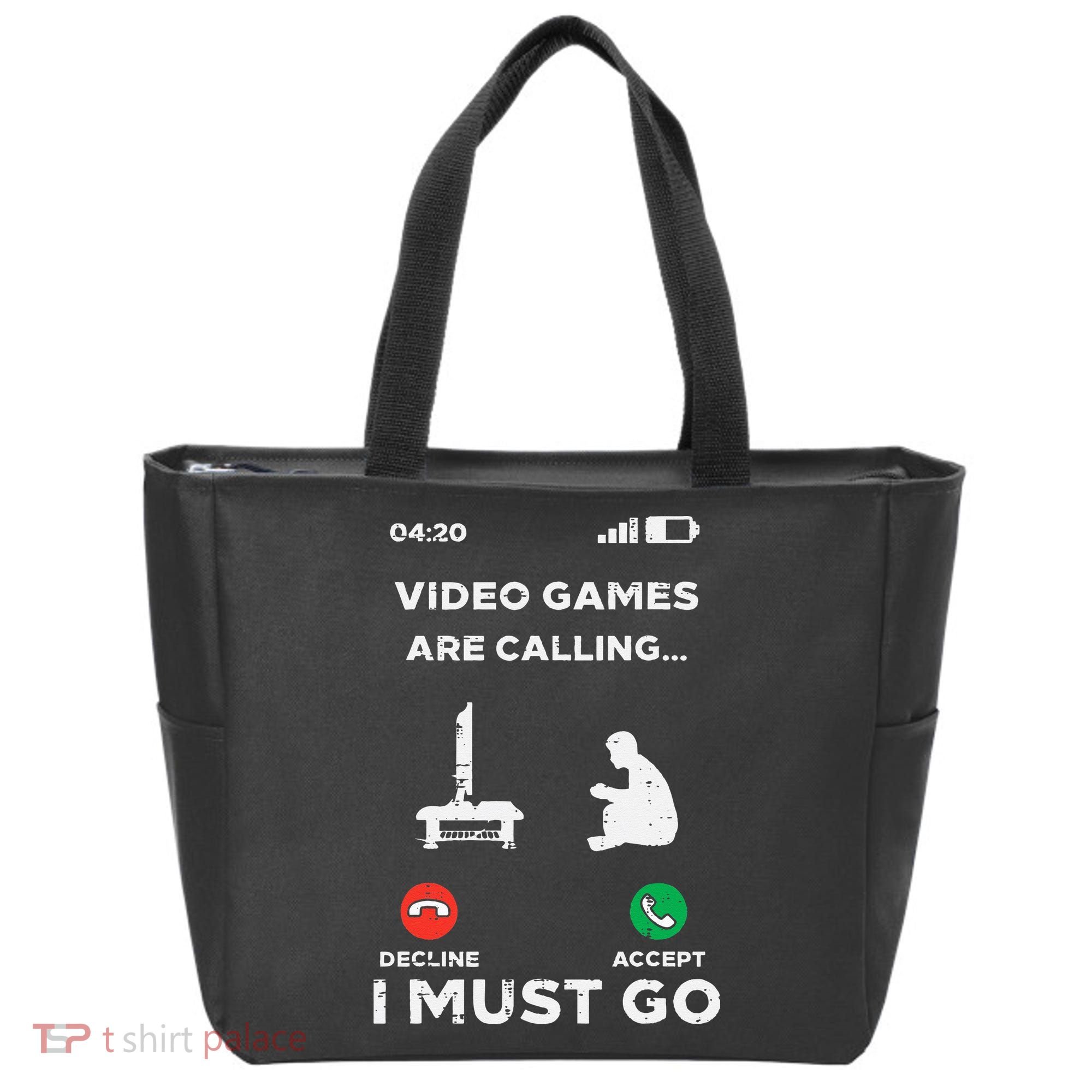 Video Games Calling Must Go Funny Gamer Tote Bag