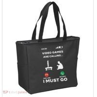 Video Games Calling Must Go Funny Gamer Tote Bag thumb 2