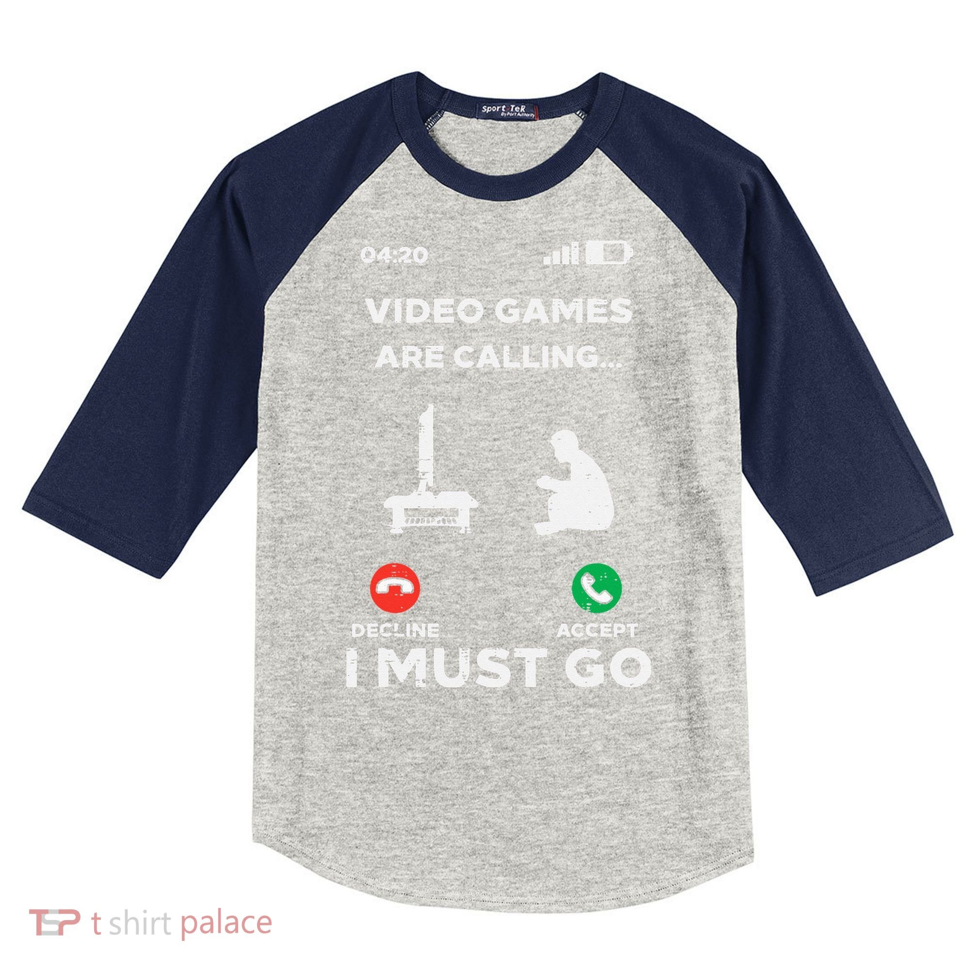Video Games Calling Must Go Funny Gamer Kids Colorblock Raglan Jersey