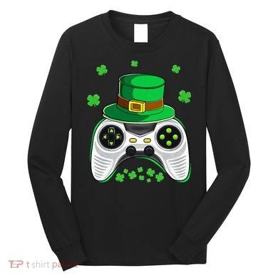 Video Game Controller Irish Gamer St Patricks Day Long Sleeve Shirt