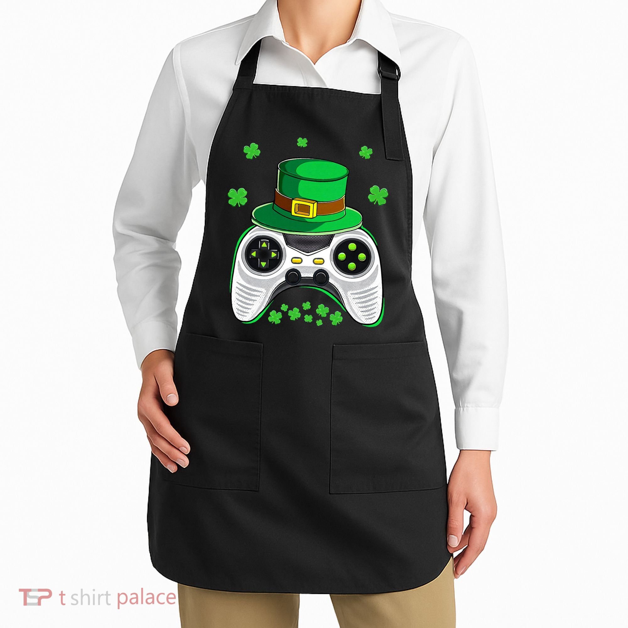 Video Game Controller Irish Gamer St Patricks Day Apron
