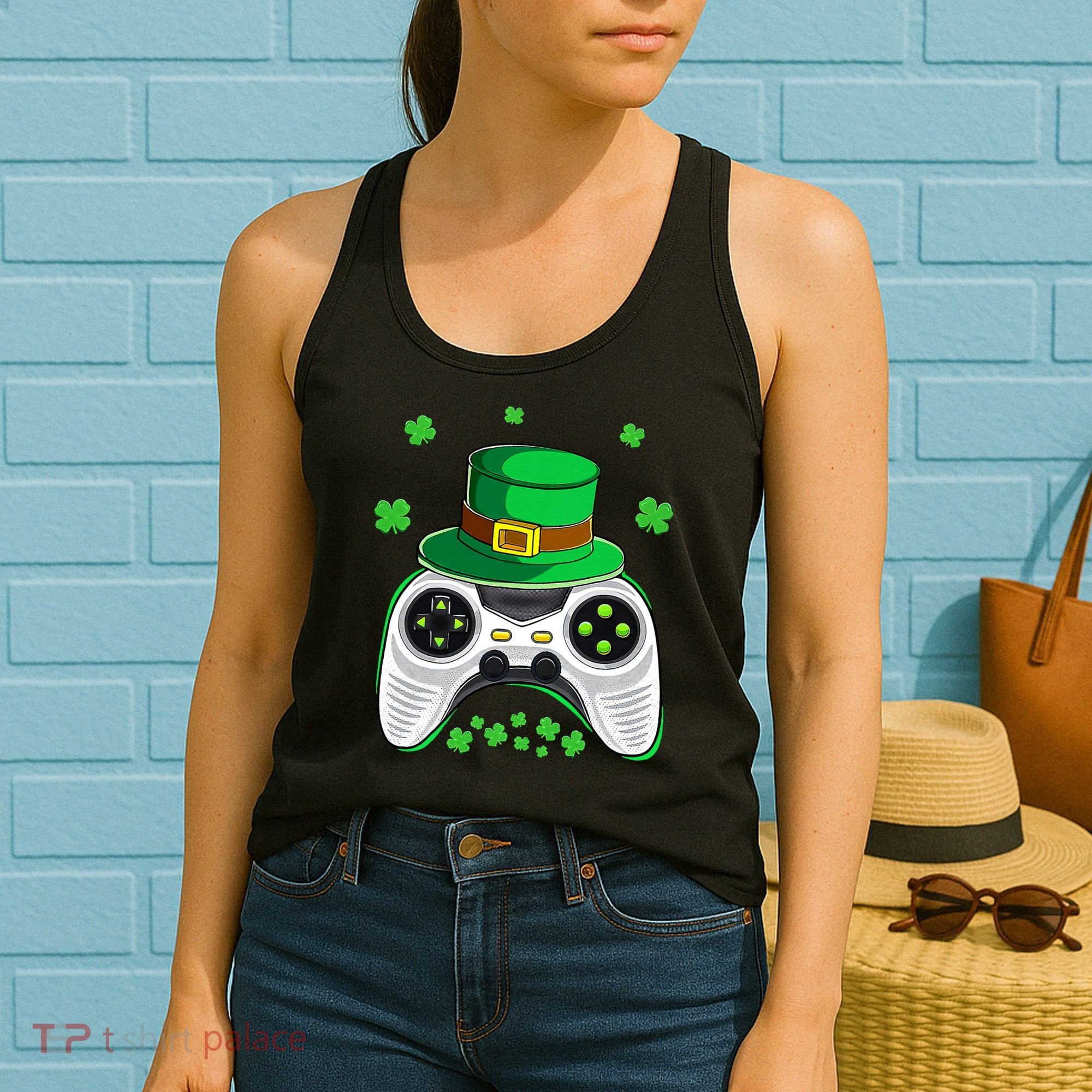 Video Game Controller Irish Gamer St Patricks Day Women's Tank Top