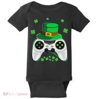 Video Game Controller Irish Gamer St Patricks Day Baby Bodysuit thumb 0