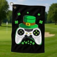 Video Game Controller Irish Gamer St Patricks Day Golf Towel thumb 1