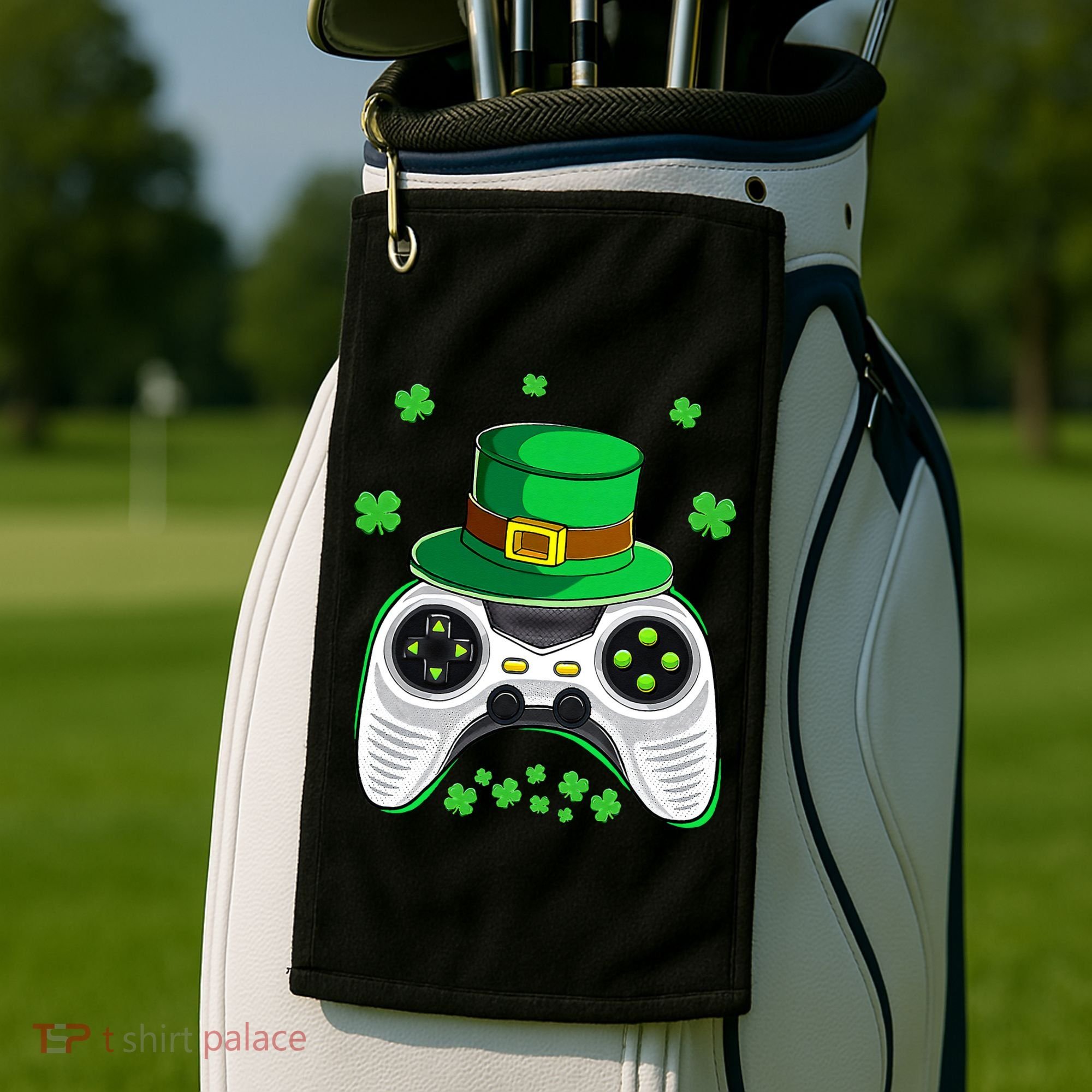 Video Game Controller Irish Gamer St Patricks Day Golf Towel