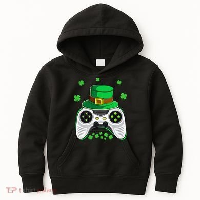 Video Game Controller Irish Gamer St Patricks Day Kids Hoodie