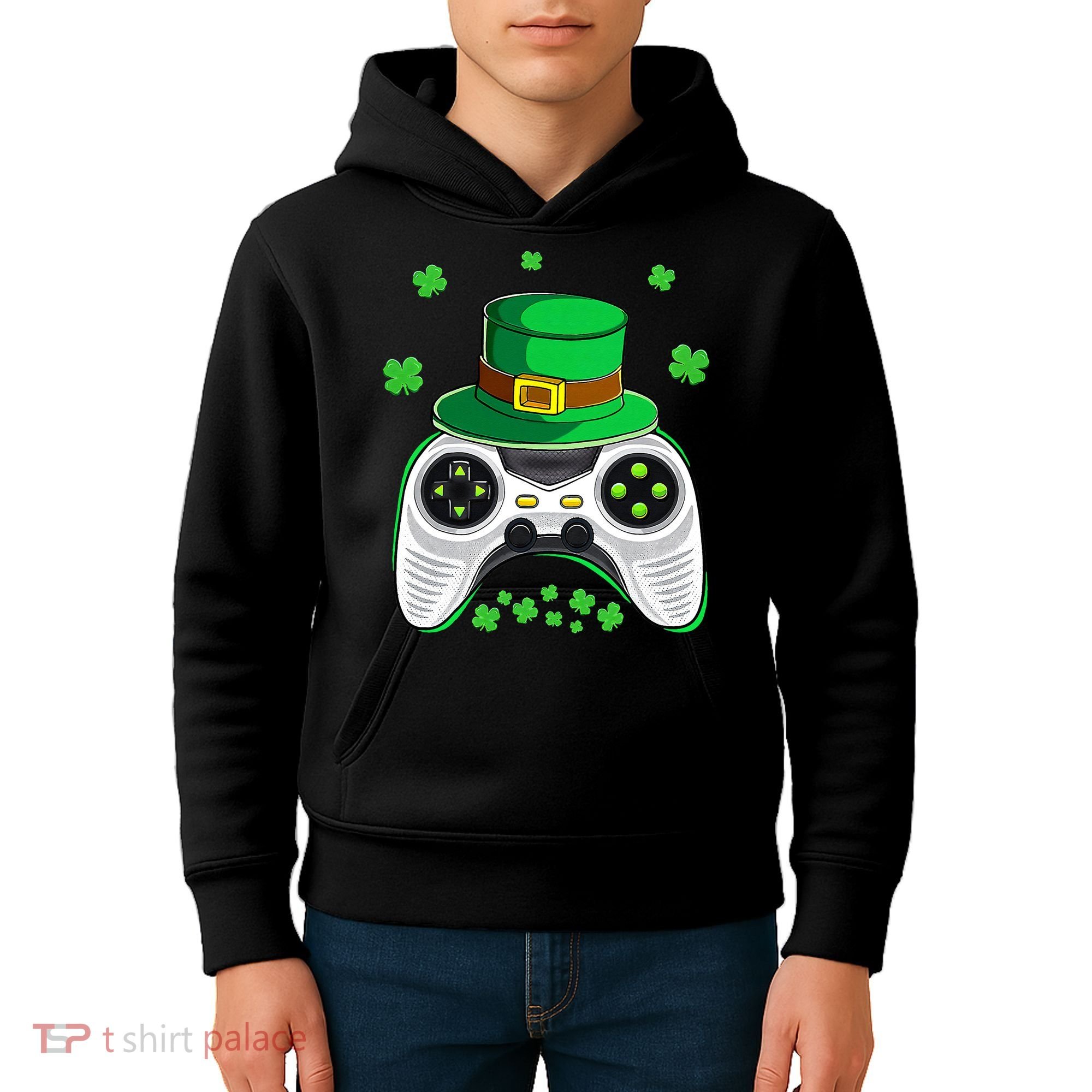 Video Game Controller Irish Gamer St Patricks Day Kids Hoodie