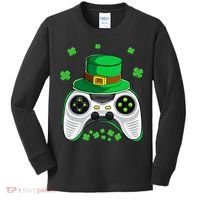 Video Game Controller Irish Gamer St Patricks Day Kids Long Sleeve Shirt thumb 0
