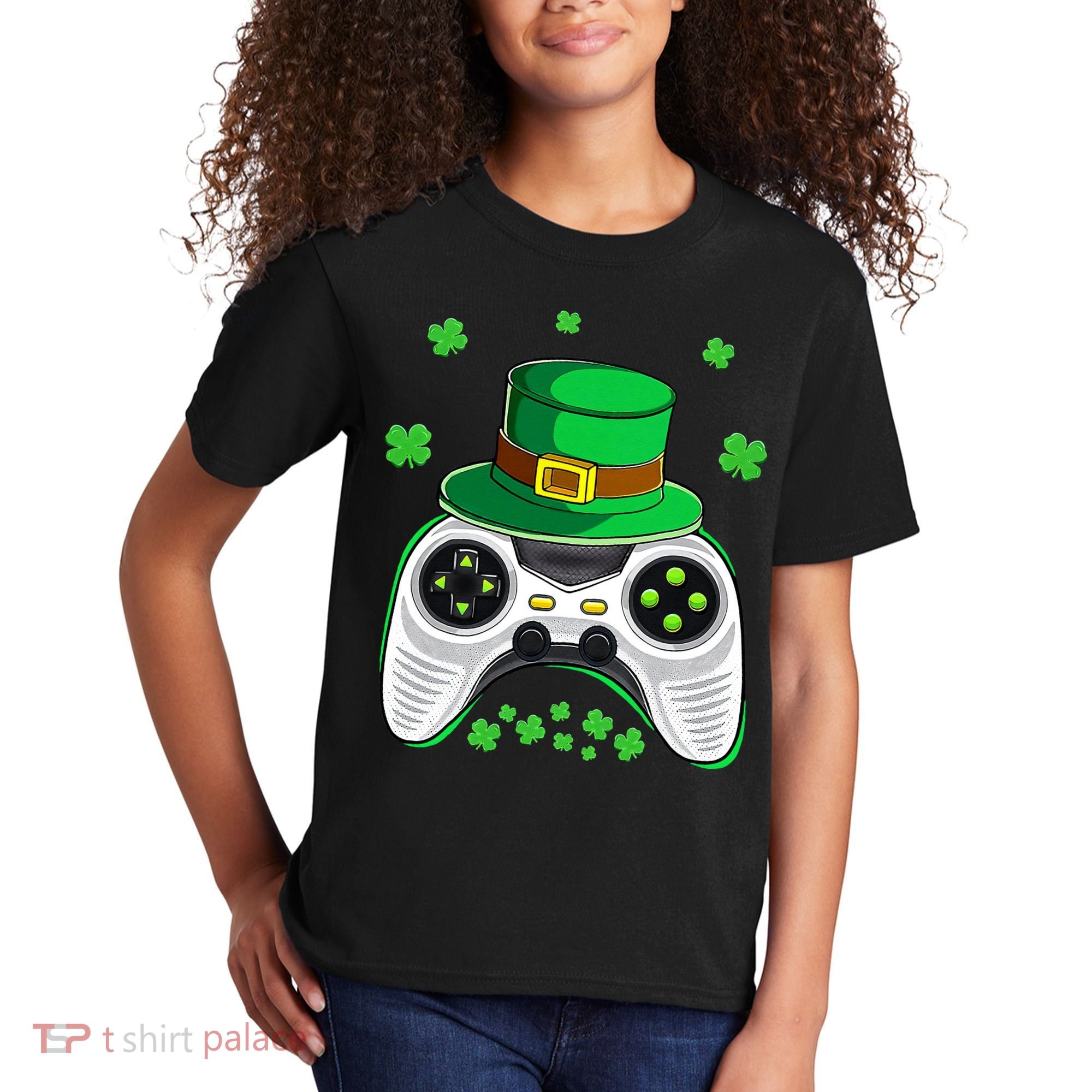 Video Game Controller Irish Gamer St Patricks Day Kids T-Shirt