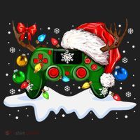 Video Game Controller Christmas Santa Hat Gamer Women's Sweatshirt thumb 2