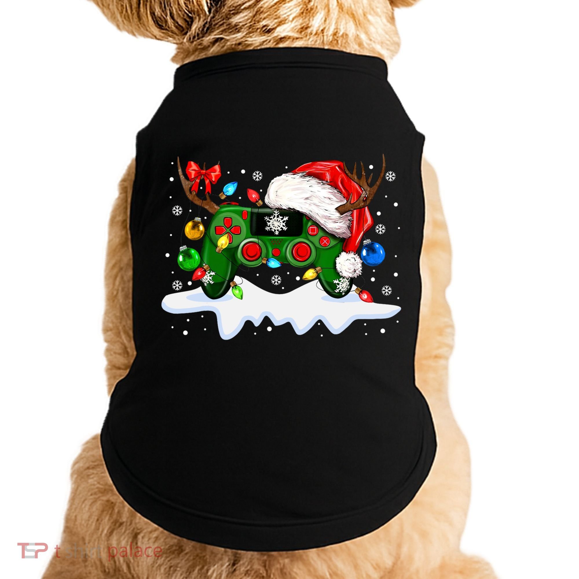 Video Game Controller Christmas Santa Hat Gamer Doggie Tank