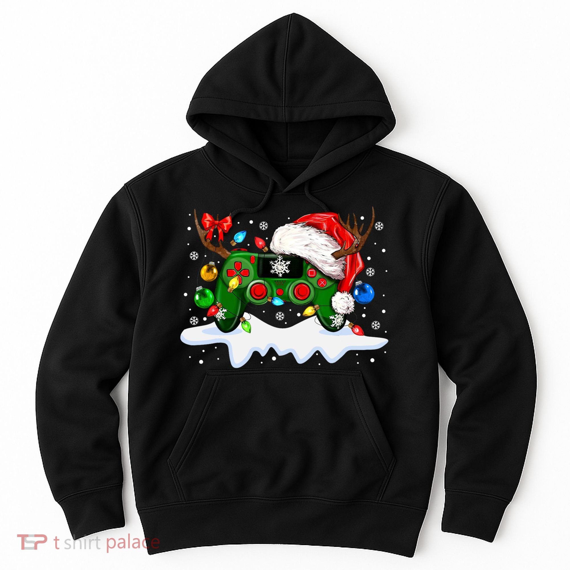 Video Game Controller Christmas Santa Hat Gamer Hoodie