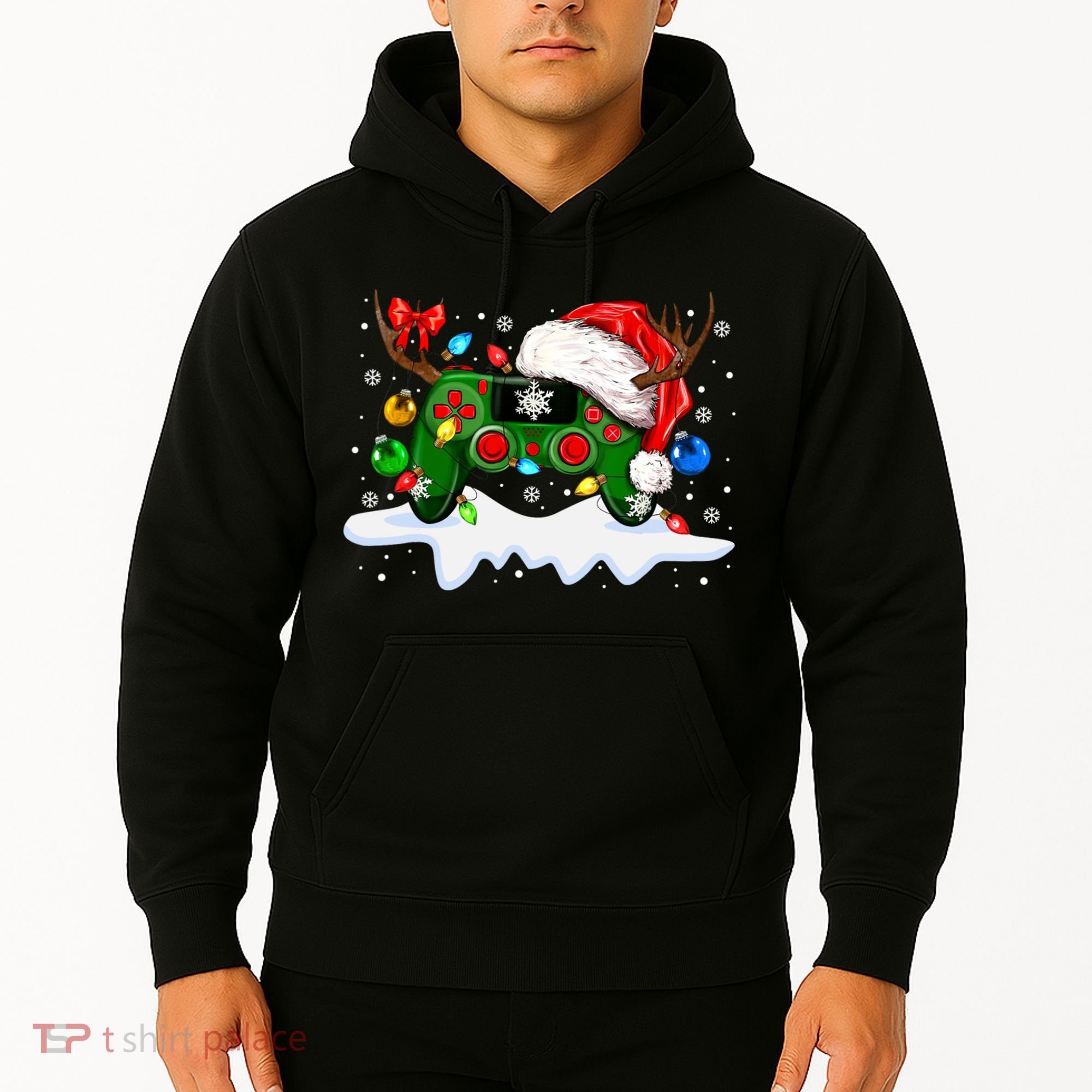 Video Game Controller Christmas Santa Hat Gamer Hoodie