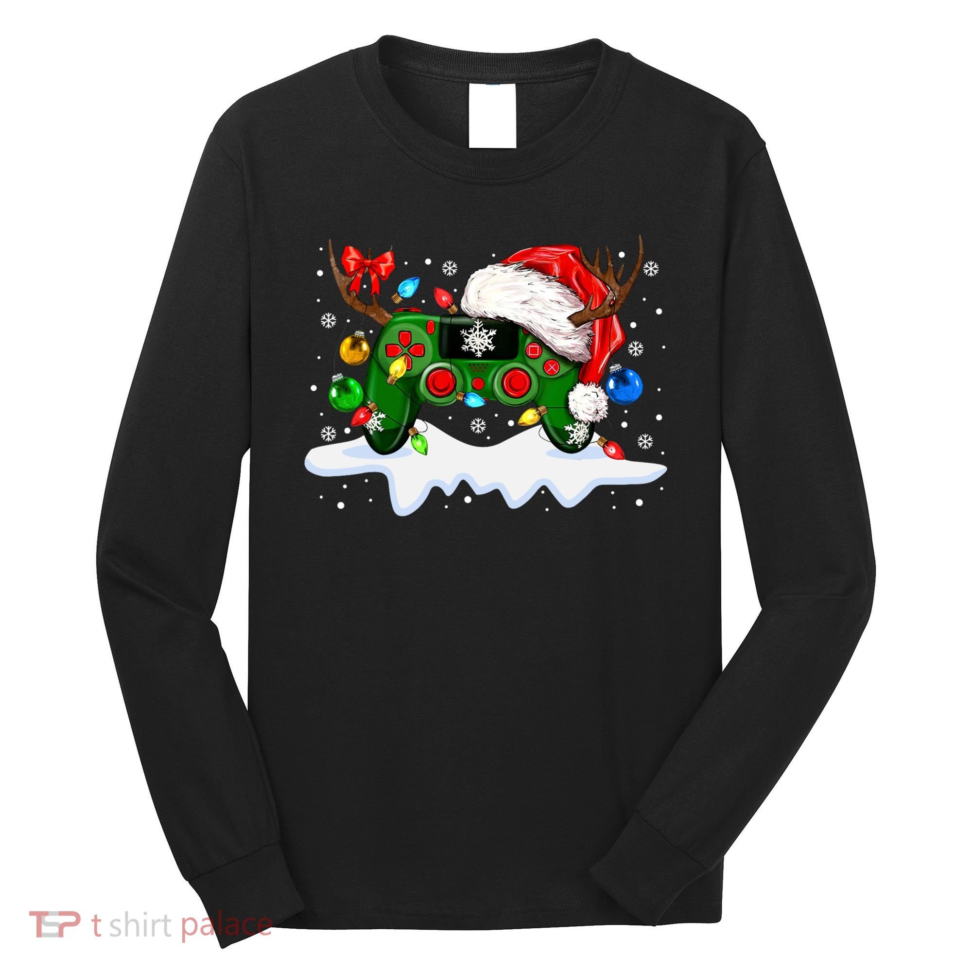 Video Game Controller Christmas Santa Hat Gamer Long Sleeve Shirt