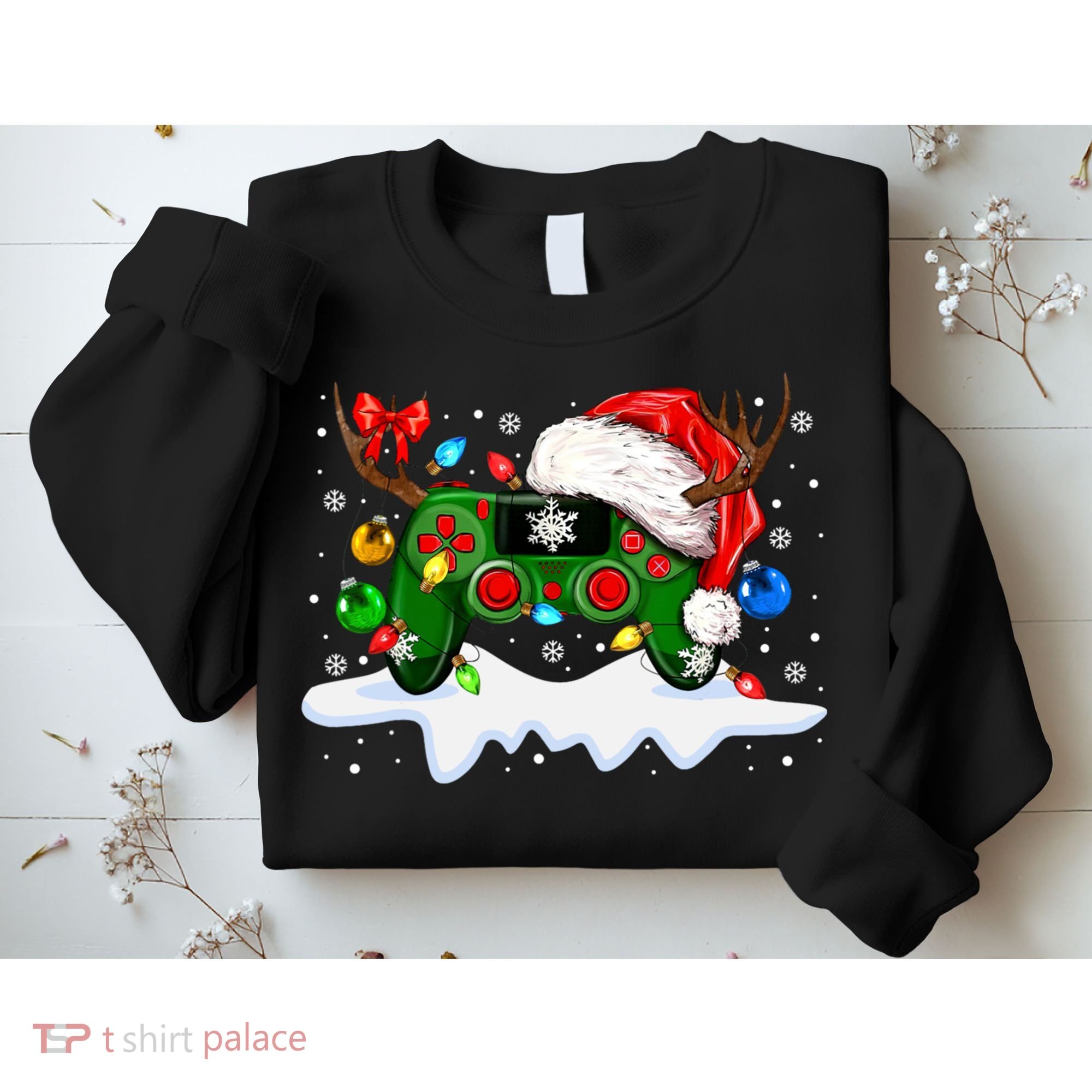 Video Game Controller Christmas Santa Hat Gamer Sweatshirt