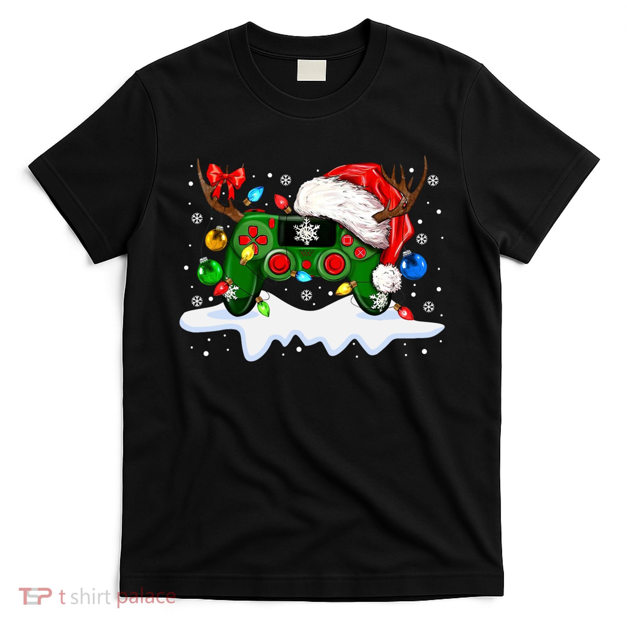 Video Game Controller Christmas Santa Hat Gamer T-Shirt