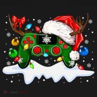 Video Game Controller Christmas Santa Hat Gamer T-Shirt thumb 7