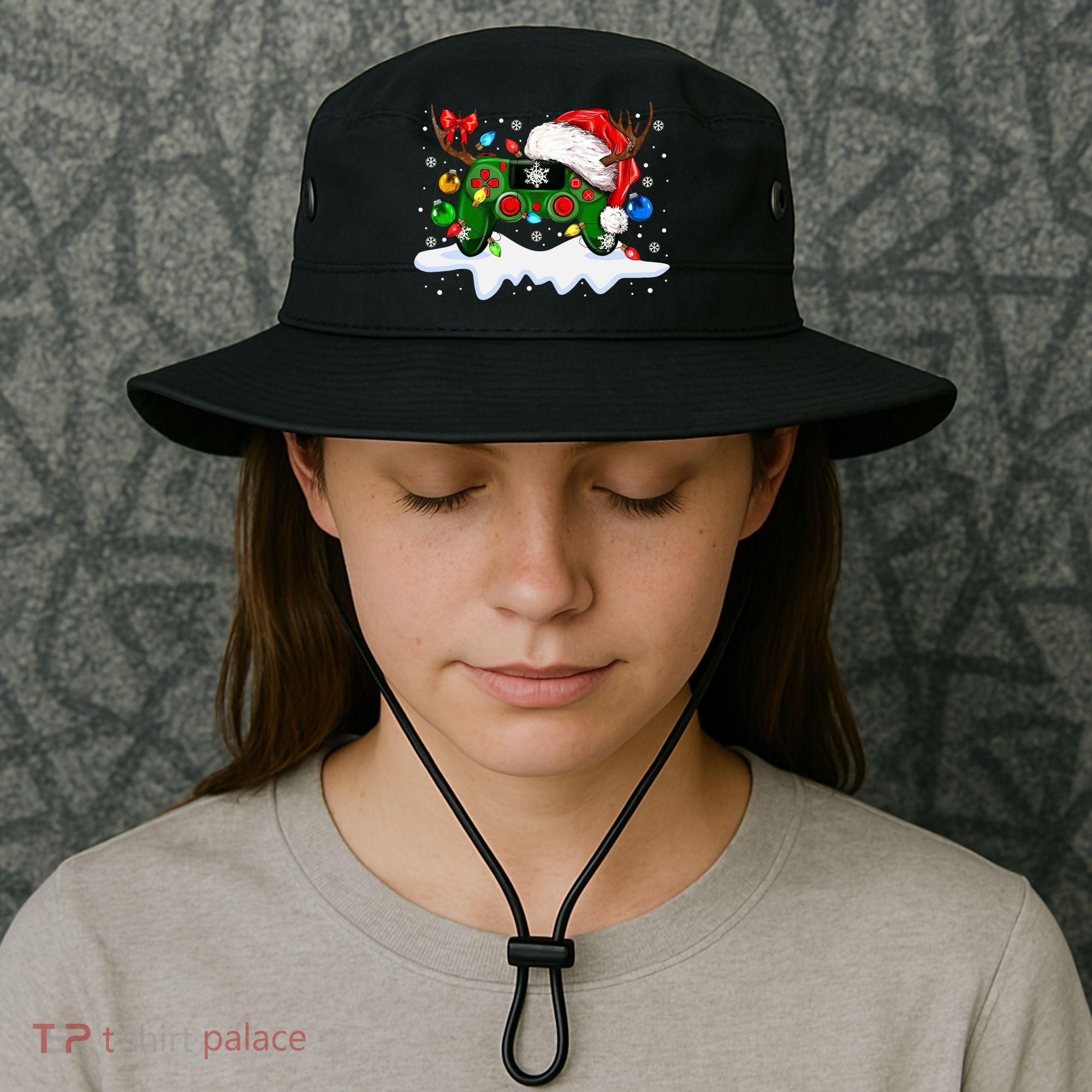 Video Game Controller Christmas Santa Hat Gamer Bucket Hat