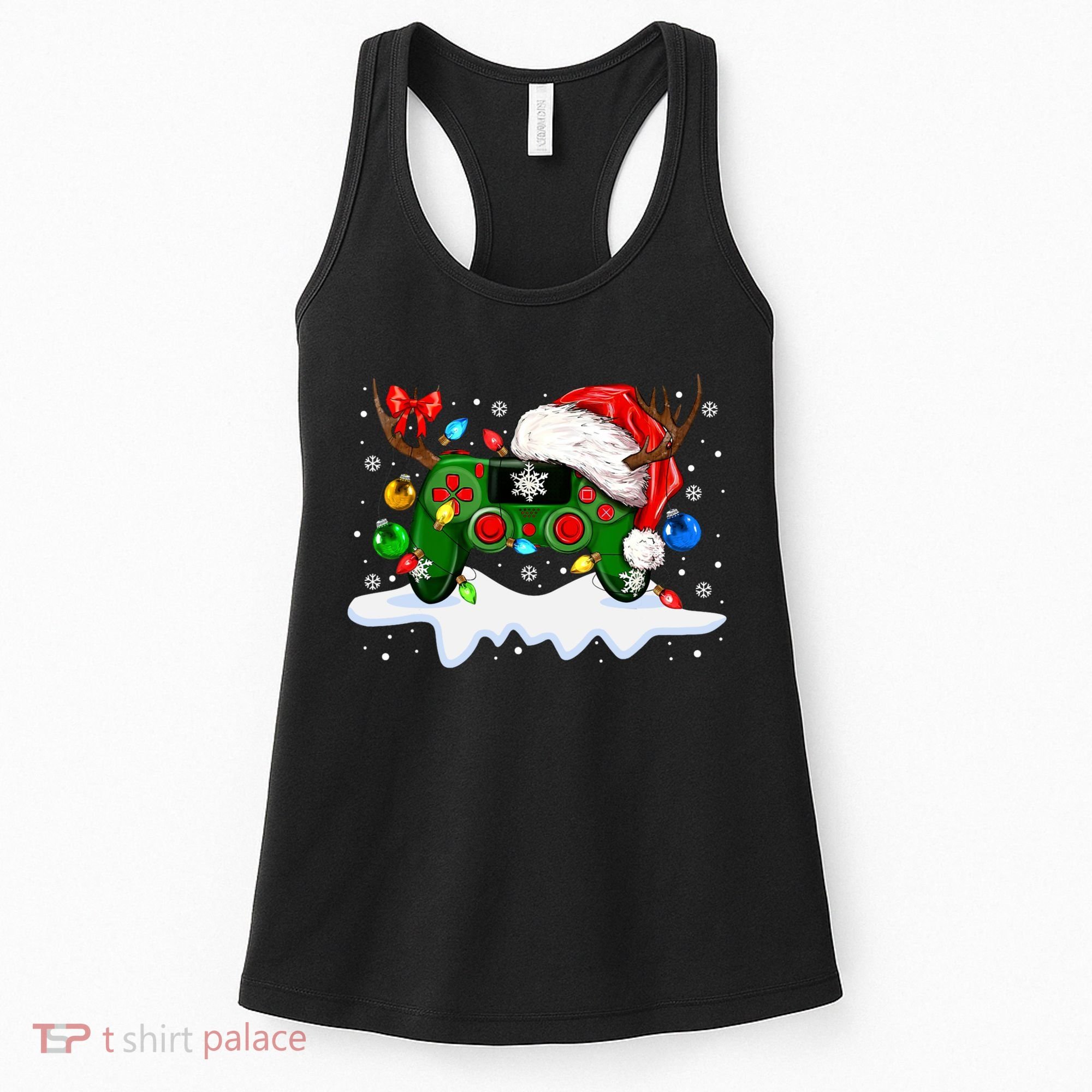 Video Game Controller Christmas Santa Hat Gamer Women's Tank Top