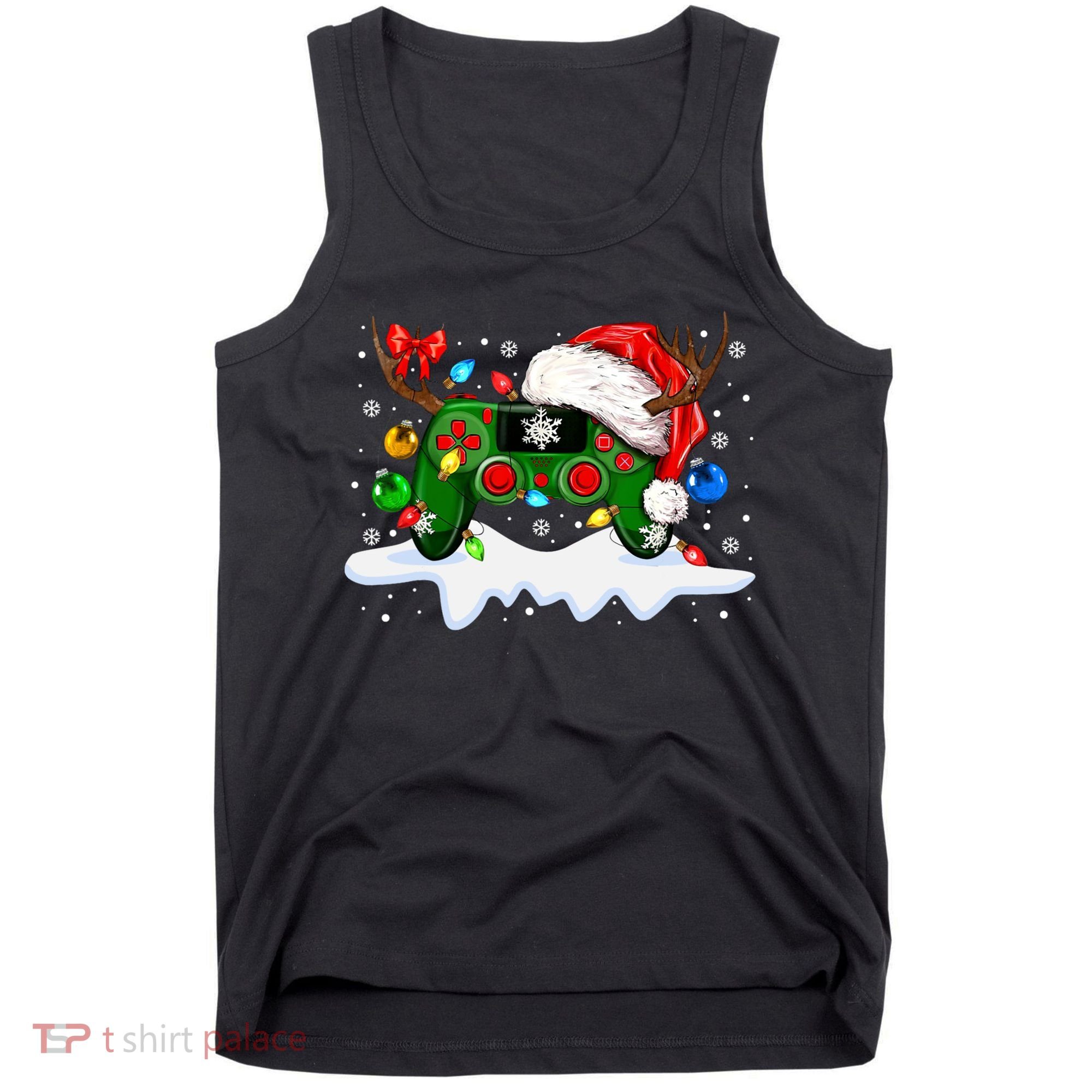 Video Game Controller Christmas Santa Hat Gamer Tank Top
