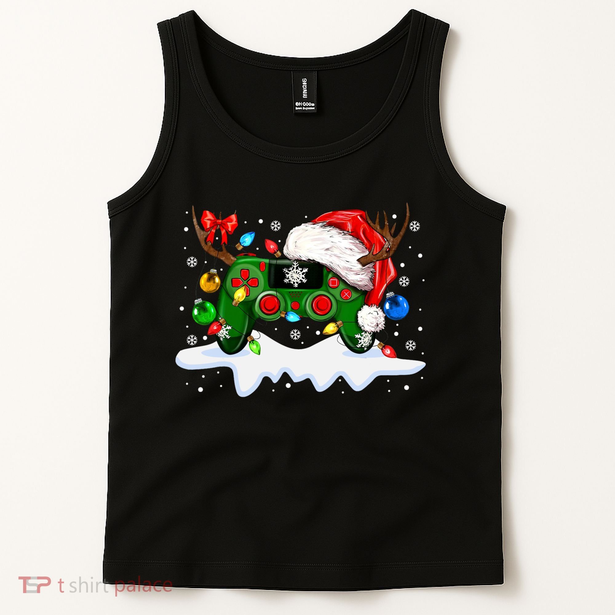 Video Game Controller Christmas Santa Hat Gamer Tank Top