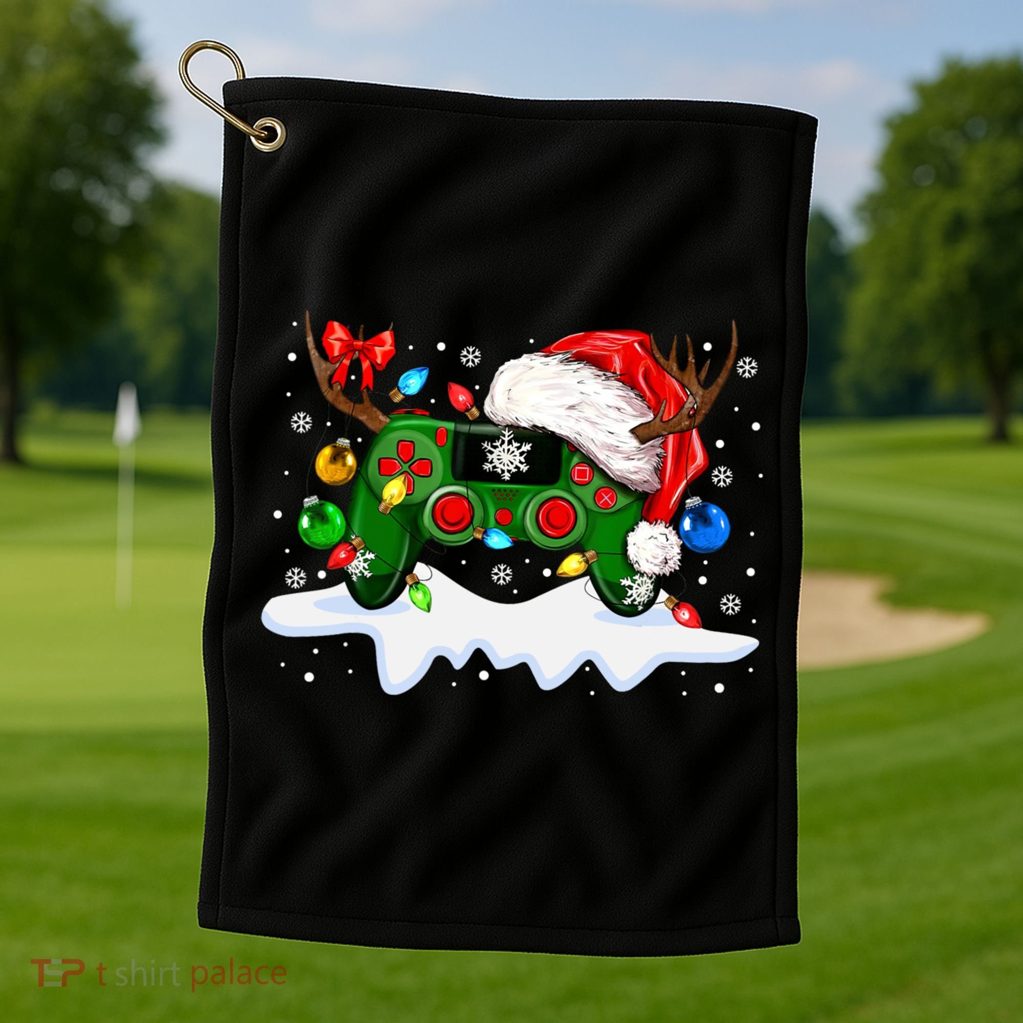 Video Game Controller Christmas Santa Hat Gamer Golf Towel