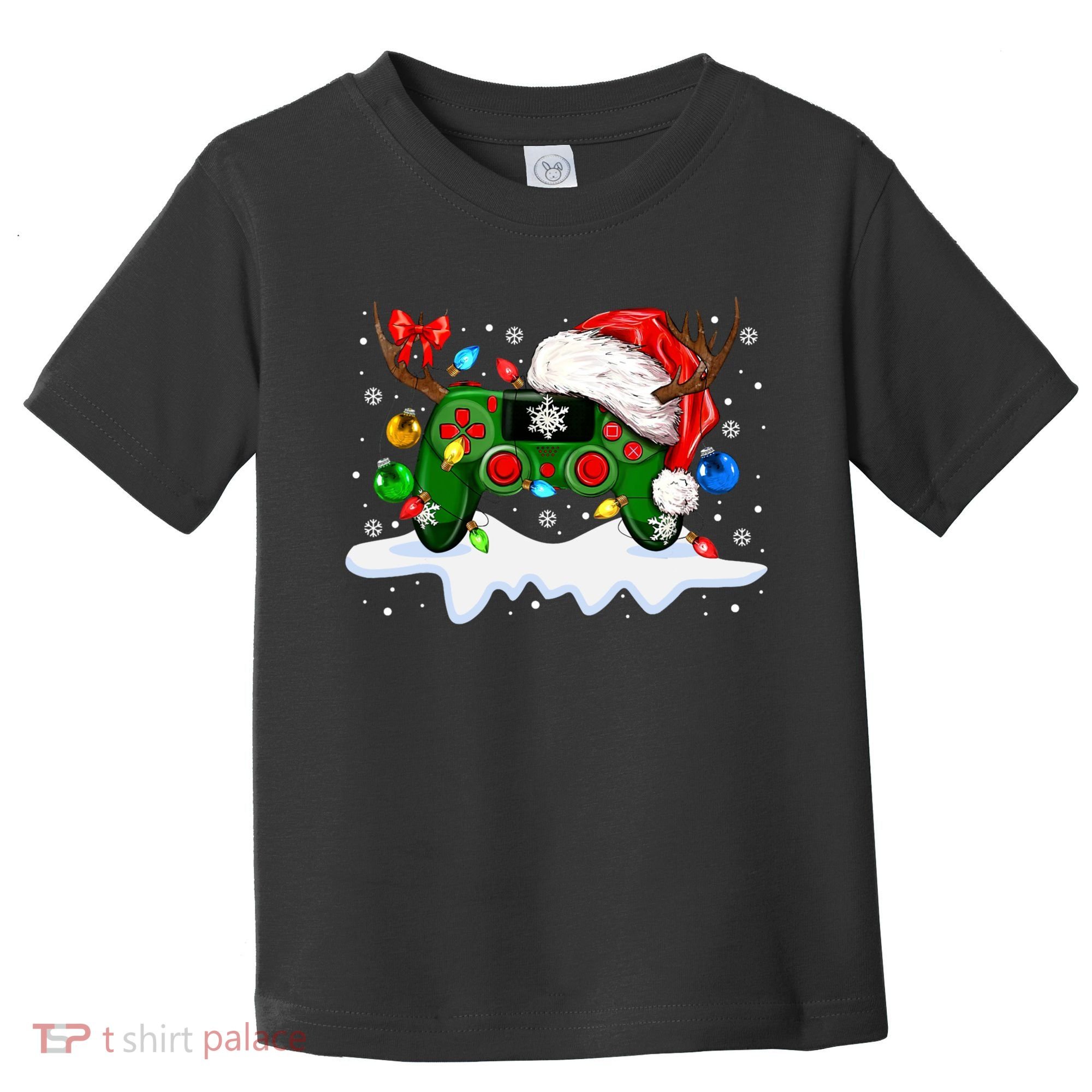 Video Game Controller Christmas Santa Hat Gamer Toddler T-Shirt