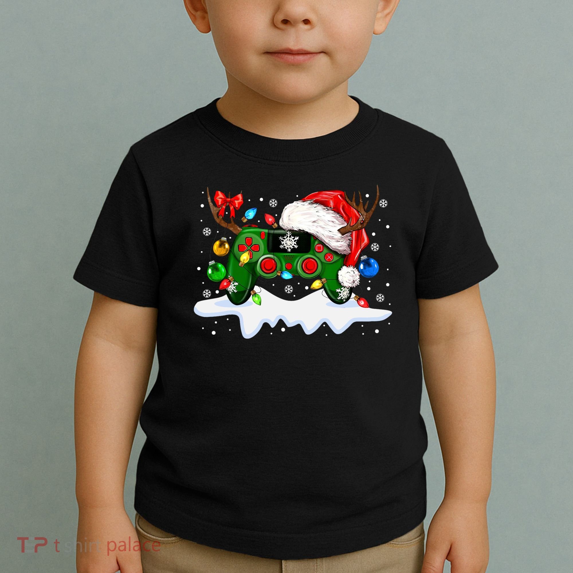 Video Game Controller Christmas Santa Hat Gamer Toddler T-Shirt