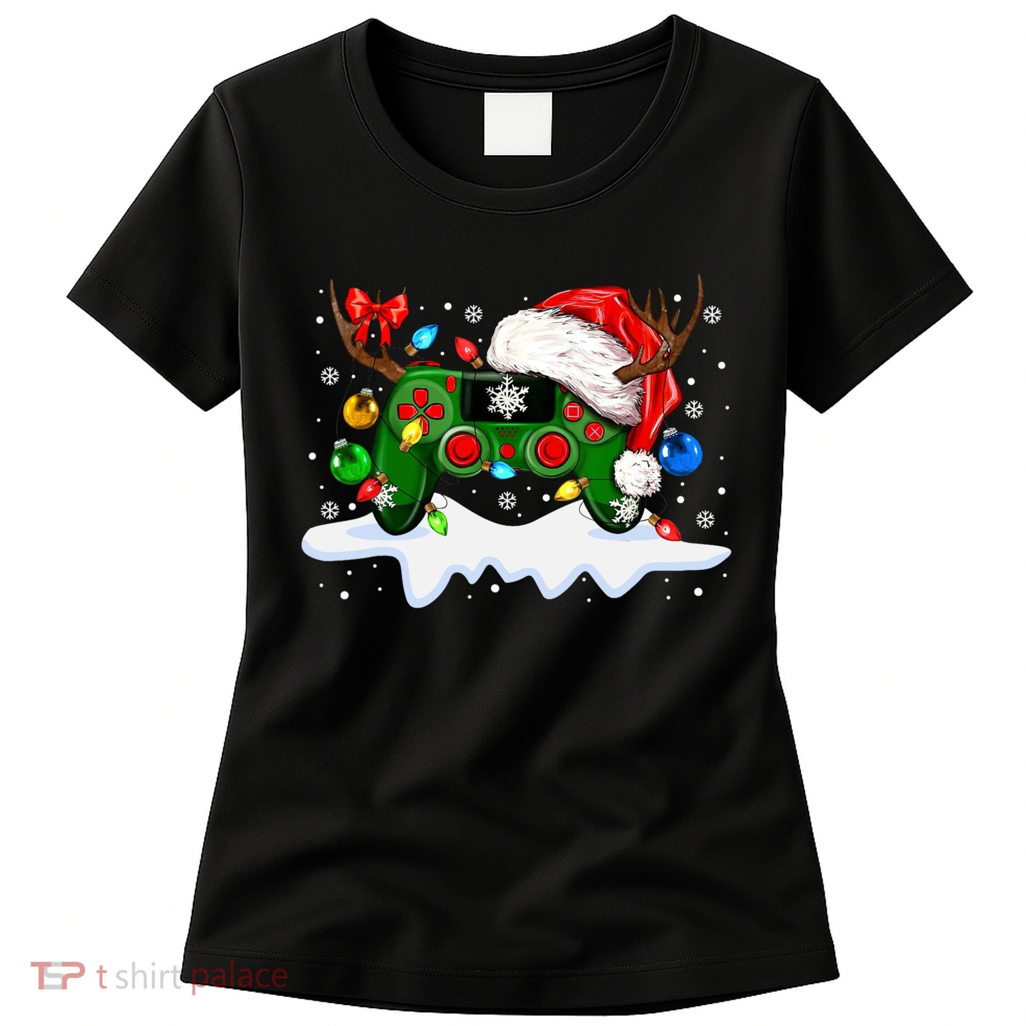 Video Game Controller Christmas Santa Hat Gamer Women's T-Shirt